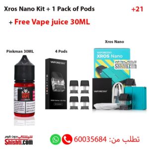 Xros Nano kit + 1 Pack of pods + Free Salt juice 30ML